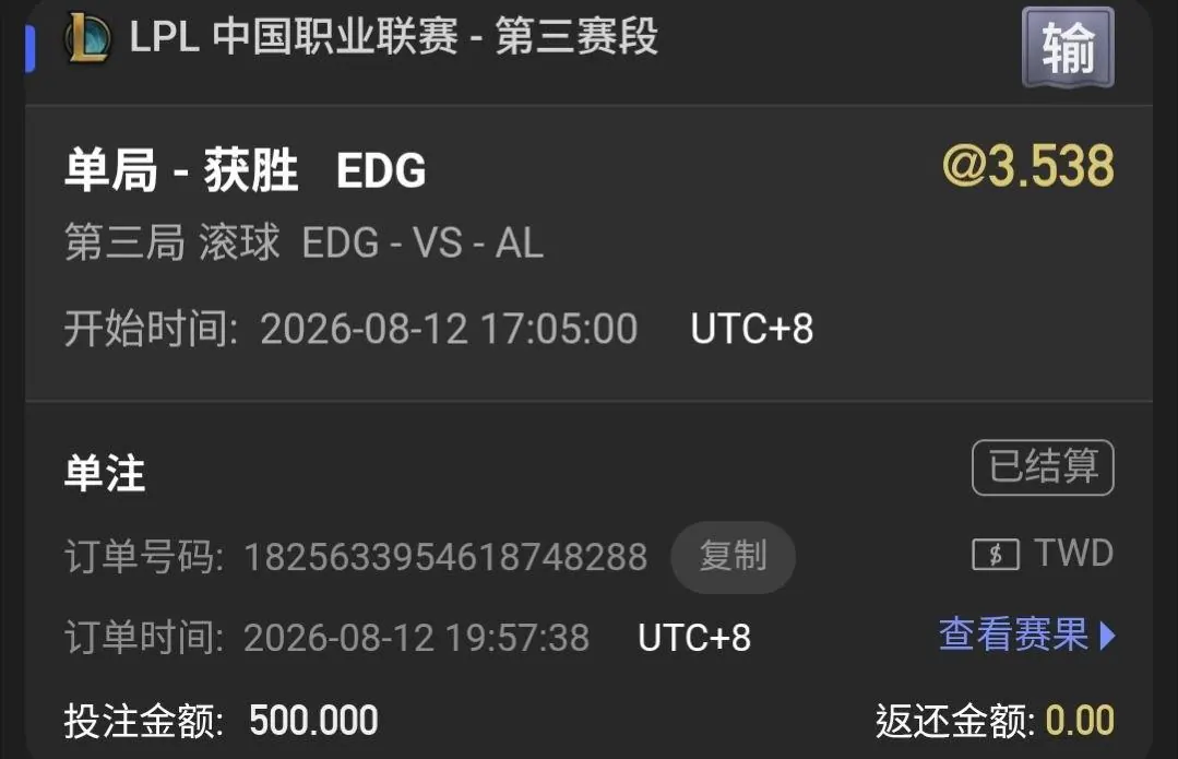 電競 8/12 走地 對衝（示範文）（保命示範） 圖片